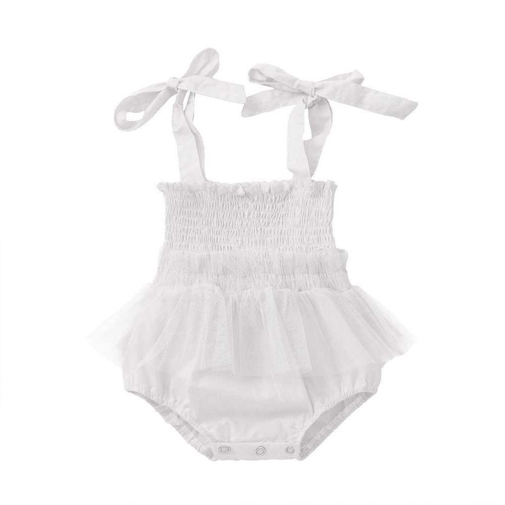 Beach Newborn Solid One-Piece Swimsuit Strap Swimwear Bathing Bow Baby Girls Girls Little Girl (White, 6-12 Months)