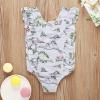 Bathing Beach Dinosaur One-Piece Girls Print Toddler Baby Swimwear Ruffles Kids Girls Bathing Suits (Green, 4-5 Years) view 2