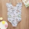 Bathing Beach Dinosaur One-Piece Girls Print Toddler Baby Swimwear Ruffles Kids Girls Bathing Suits (Green, 4-5 Years) view 3