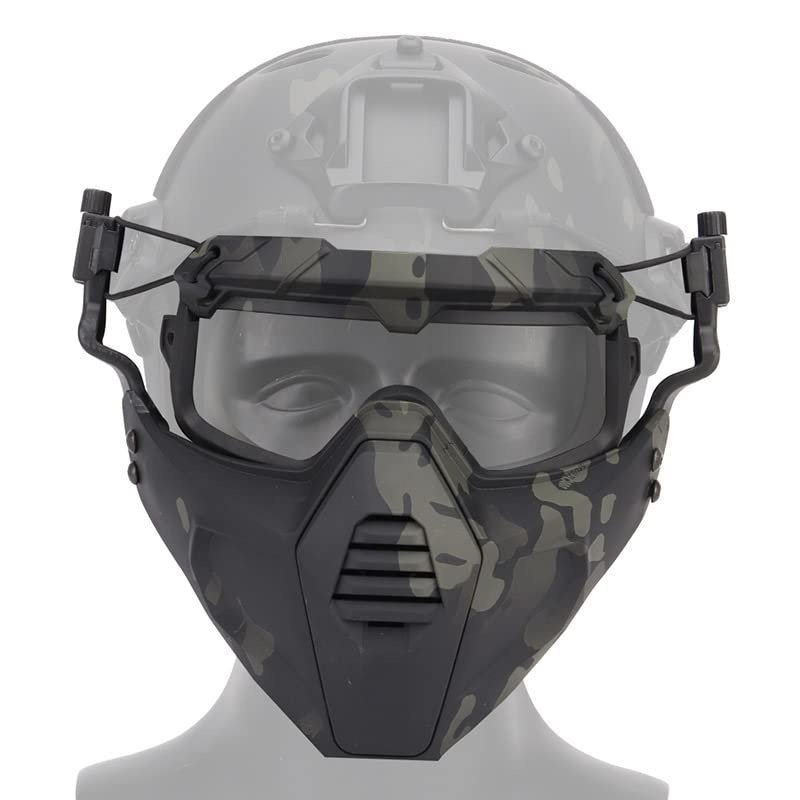 Tactical Fast Helmet Mount Mask with Detachable Goggles Outdoor Airsoft Paintball Shooting Sports Gear