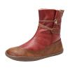 Ankle Casual Toe Flats Leather Lace-up Shoes Round Boots Womens Fashion Non-Slip Womens Western Boots Size 11 (Red, 7) view 1