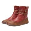 Ankle Casual Toe Flats Leather Lace-up Shoes Round Boots Womens Fashion Non-Slip Womens Western Boots Size 11 (Red, 7) view 2