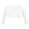 Jhaoyu Kids Girls Knit Long Sleeve One Button Bolero Shrugs Cardigan Sweater Cover-Up for Wedding Party Casual Dress White 8 Years view 1