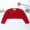 Jhaoyu Kids Girls Knit Long Sleeve One Button Bolero Shrugs Cardigan Sweater Cover-Up for Wedding Party Casual Dress Red 8 Years view 3