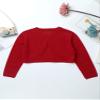 Jhaoyu Kids Girls Knit Long Sleeve One Button Bolero Shrugs Cardigan Sweater Cover-Up for Wedding Party Casual Dress Red 8 Years view 4