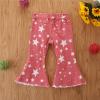Waist Kids Toddler Girls Bell Jeans Bottoms Printing Star Baby Denim High Girls Pants 9-12 Month Boy (Pink, 2-3 Years) view 4