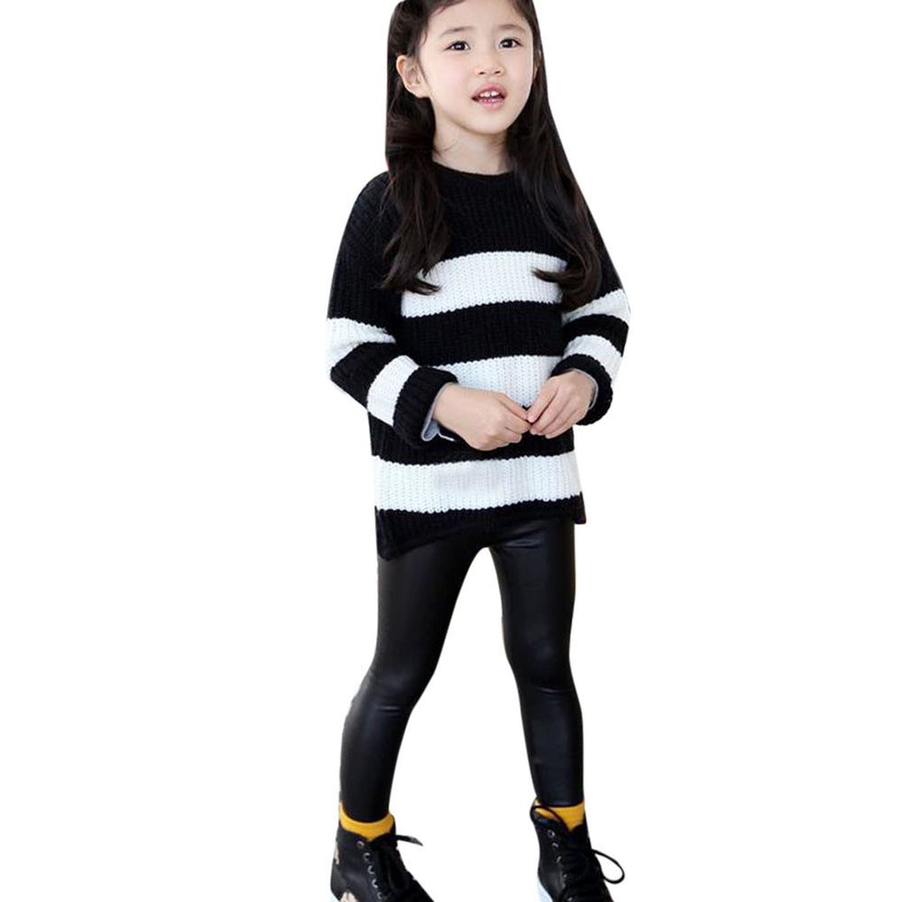 Children Trousers Leggings Kids Classic Baby Girls Elastic Pencil Pants Soft and Winter Clothed for (Black, 3-4 Years)