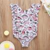 Bathing Beach Dinosaur One-Piece Girls Print Toddler Baby Swimwear Ruffles Kids Girls Bathing Suits (Pink, 4-5 Years) view 2