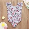Bathing Beach Dinosaur One-Piece Girls Print Toddler Baby Swimwear Ruffles Kids Girls Bathing Suits (Pink, 4-5 Years) view 3