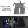 BeeGreen Grey Drawstring Backpack Bag with Shoe Compartment X-Large Black Gym Sports String Cinch Backpack Athletic Sackpack Mesh Water Bottle Holders for Women Men view 2