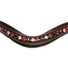Exion Curved Crystal Browband for Horses  Soft Padded Bling English Bridle Brow Band | Dressage, Show, Jumping | Black, Brown | Cob, Full, Warmblood | Red, Black & Clear Crystal Browband for Horses view 4