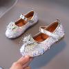 Summer Autumn Fashion Cute Girls Casual Shoes Colorful Sequins Shiny Rhinestone Bow Metallic (White, 5-5.5 Years) view 3