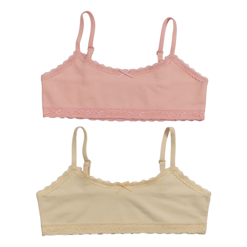 Hanes Girl's Bralette, Pearl Strawberry, X-Large 2 Pack