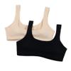 Hanes Girl's 2 Pack Pointelle Square Neck Crop, Pearl/Black, Medium view 2