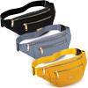 3 Pcs Waterproof Fanny Packs for Women and Men Waist Pack with Adjustable Strap Waist Pouch for Sports Running Exercise Walking Travel (Black, Blue, Yellow) view 1