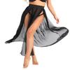 Sywiyi Women's Beach Sarong Pareo Elastic Waistband Sheer Chiffon Split Long Skirt Swimwear Cover Up Black Medium view 2