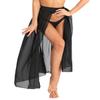 Sywiyi Women's Beach Sarong Pareo Elastic Waistband Sheer Chiffon Split Long Skirt Swimwear Cover Up Black Medium view 3