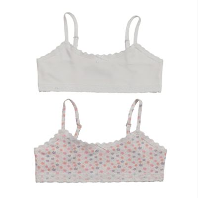 Hanes Girl's Bralette, Floral White, X-Large 2 Pack