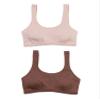 Hanes Girl's 2 Pack Pointelle Square Neck Crop, Chestnut/Rosy, X-Large view 1