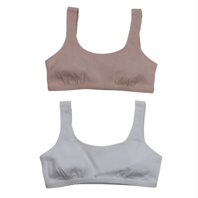Hanes Girl's 2 Pack Pointelle Square Neck Crop, Rosy/White, X-Large