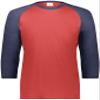 Youth Gameday Vintage 3/4 Tee Scarlet Heather/Navy Heather XL view 2