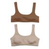Hanes Girl's 2 Pack Pointelle Square Neck Crop, Golden/Pearl, Medium view 1