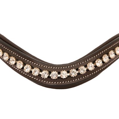 Exion Horse Browband for English Bridle | Curved Shape Padded Equestrian Browband for Show & Dressage | White Crystal Browband for Horses