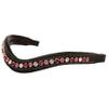 Exion Horse Browband for English Bridle | Curved Shape Padded Equestrian Browband for Show & Dressage | Clear Light Pink & Maroon Crystal Browband for Horses view 1