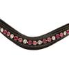 Exion Horse Browband for English Bridle | Curved Shape Padded Equestrian Browband for Show & Dressage | Clear Light Pink & Maroon Crystal Browband for Horses view 2