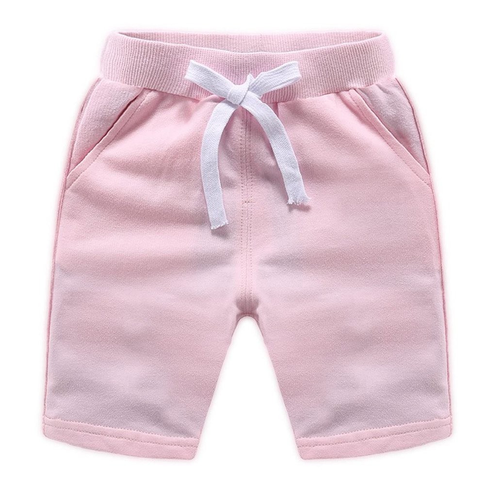 YEHOOM Little Kids Baby Boys Girls Knee Length Shorts Pants Summer Cotton Sports Jogger Sweatpants Casual Active Pants 1-8T (Pink,5T)