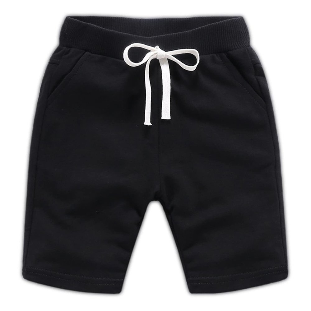 Little Kids Baby Boys Girls Knee Length Shorts Pants Summer Cotton Sports Jogger Sweatpants Casual Active Pants 1-8T (Black,6 Years)