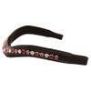 Exion Horse Browband for English Bridle | Curved Shape Padded Equestrian Browband for Show & Dressage | Clear Light Pink & Maroon Crystal Browband for Horses view 3