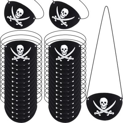 Tatuo Halloween Costumes Pirate Eye Patches Black Felt Skull Single Eye Skull Captain Patches for Halloween Carnival Party(60 Pcs)