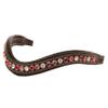 Exion Horse Browband for English Bridle | Curved Shape Padded Equestrian Browband for Show & Dressage | Clear Light Pink & Maroon Crystal Browband for Horses view 1