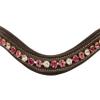 Exion Horse Browband for English Bridle | Curved Shape Padded Equestrian Browband for Show & Dressage | Clear Light Pink & Maroon Crystal Browband for Horses view 2
