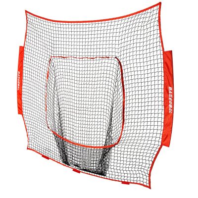 BaseGoal Baseball & Softball Replacement Net 7ft x 7ft (NET ONLY),Heavy Duty Knotless for Baseball Pitching Hitting and Throwing Practice (Red)
