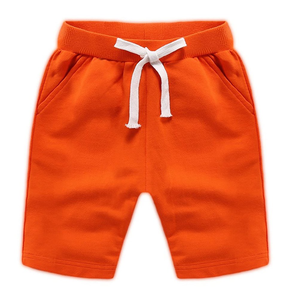 YEHOOM Little Kids Baby Boys Girls Knee Length Shorts Pants Summer Cotton Sports Jogger Sweatpants Casual Active Pants 1-8T (Orange,3T)