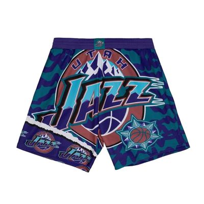 Mitchell & Ness Mens Utah Jazz NBA Drawstring Shorts Jumbotron 2.0 Sublimated