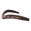 Exion Horse Browband for English Bridle | Curved Shape Padded Equestrian Browband for Show & Dressage | Red, Blue & White Crystal Browband for Horses view 1