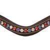 Exion Horse Browband for English Bridle | Curved Shape Padded Equestrian Browband for Show & Dressage | Red, Blue & White Crystal Browband for Horses view 2
