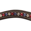 Exion Horse Browband for English Bridle | Curved Shape Padded Equestrian Browband for Show & Dressage | Red, Blue & White Crystal Browband for Horses view 4