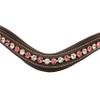 Exion Horse Browband for English Bridle | Curved Shape Padded Equestrian Browband for Show & Dressage | White & Pink Crystal Browband for Horses view 2