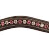 Exion Horse Browband for English Bridle | Curved Shape Padded Equestrian Browband for Show & Dressage | White & Pink Crystal Browband for Horses view 3