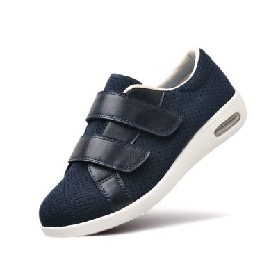AngryMonkey Women's Diabetic Wide Width Shoes, Casual Adjustable Strap Lightweight Non-Slip Orthopedic Walking Shoe for Elderly Hammertoe Arthritis Bunions Swollen Feet (9,Blue)