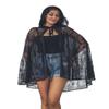 Unicra Black Lace Hooded Cloak Long Cape Halloween Costume Cloak 3/4 Length Cosplay Party Cape for Women view 1