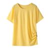 Knot Tunic Button Short Girls Sleeve T-Shirt Casual Tops Front Blouse Tee Kids Girls Little (Yellow-B, 12-13 Years) view 1