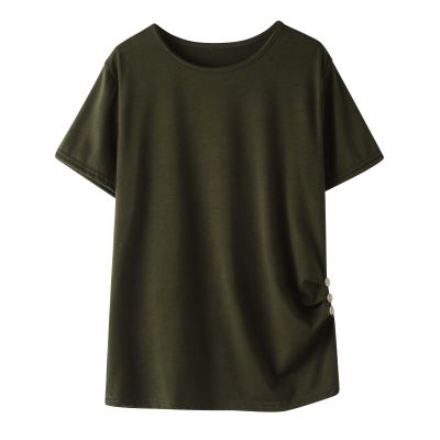 Knot Tunic Button Short Girls Sleeve T-Shirt Casual Tops Front Blouse Tee Kids Girls Little Girls (Green-B, 8-9 Years)