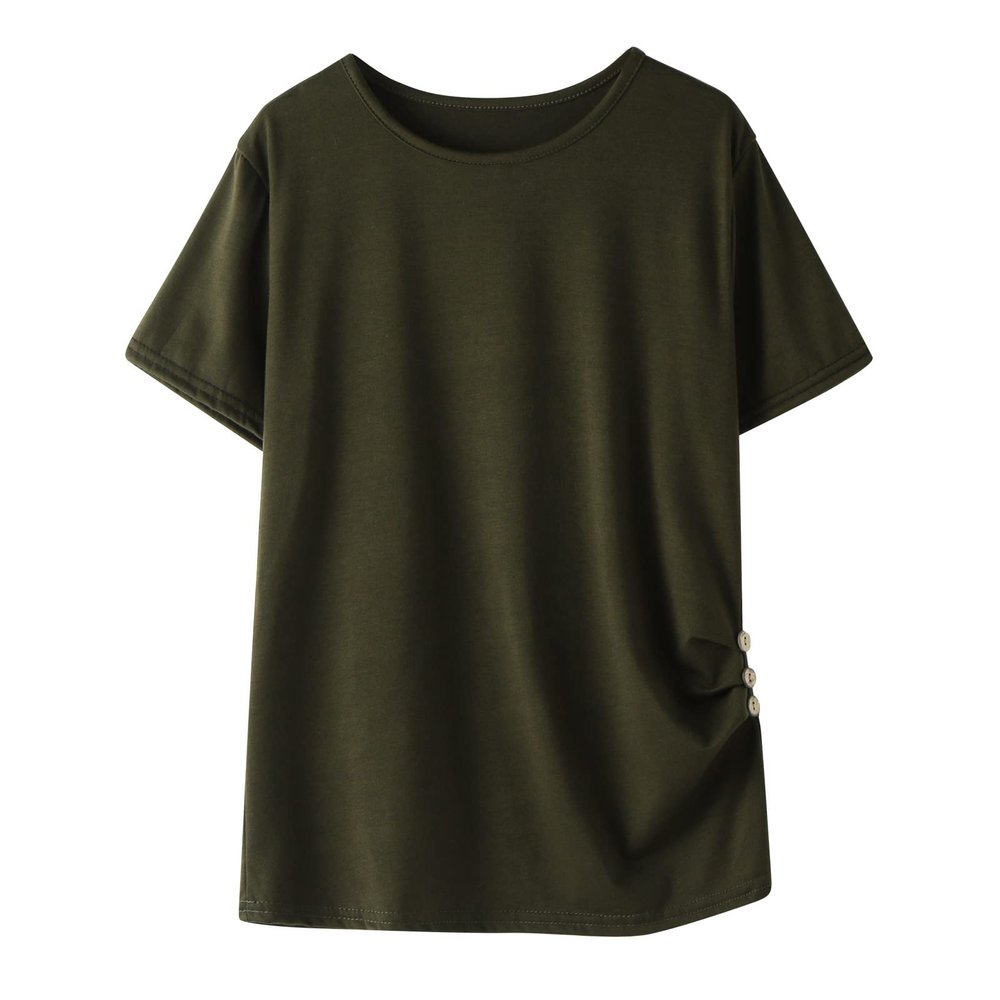 Knot Tunic Button Short Girls Sleeve T-Shirt Casual Tops Front Blouse Tee Kids Girls Little Girls (Green-B, 8-9 Years)