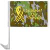 AGAS 12x16 inch US Support Our Troops Car Flag- Camouflage Military Car Flag - Attached to 17 inch White Plastic Flex Pole- Single Sided Print on Polyester Fabric- Stitched Edges- with a Window Plastic Clip- Tear and Water Resistant- Perfect for disp view 1