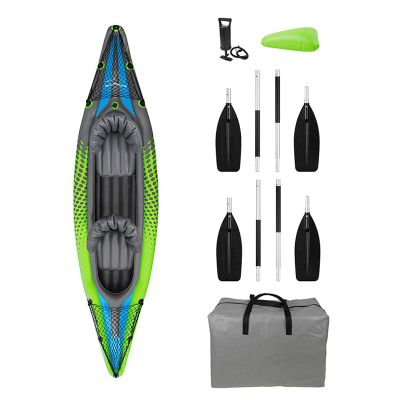 Savvycraft Inflatable Kayak 2 Person Tandem Kayak, Recreational Touring Kayak Includes Aluminum Paddles, Padded Seats, Double Action Pump